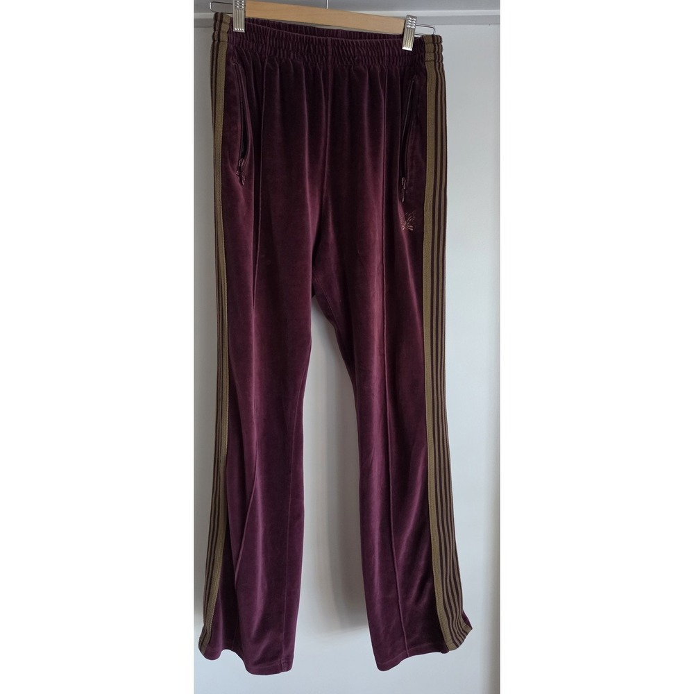 Needles Track Pants M Striped Maroon Brown Streetwear Jogger Trousers Cotton